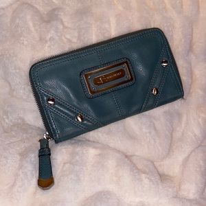 B. Makowsky Blue/leopard print wallet.